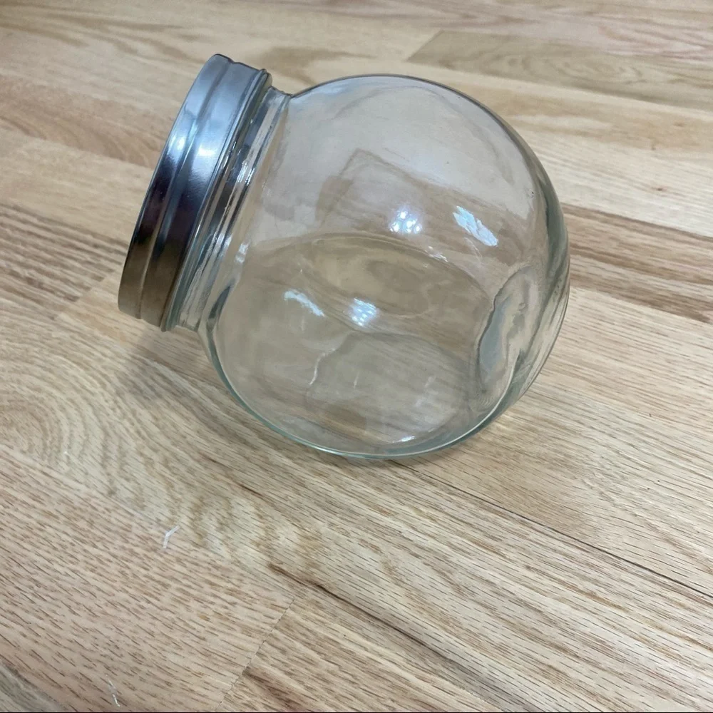 Small Glass Tilt Jar Aluminum Lid Penny Candy